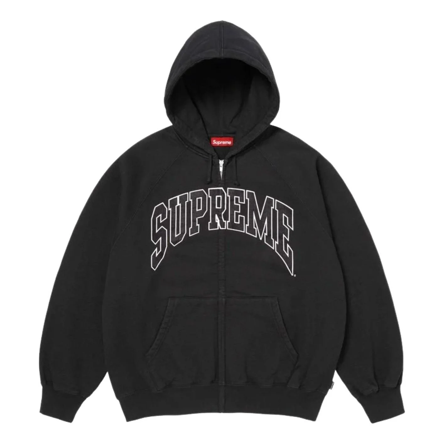 Supreme SS26 Cracked Raglan Zip Up Hooded Sweatshirt 'Black' SUP-SS26-192-BLK
