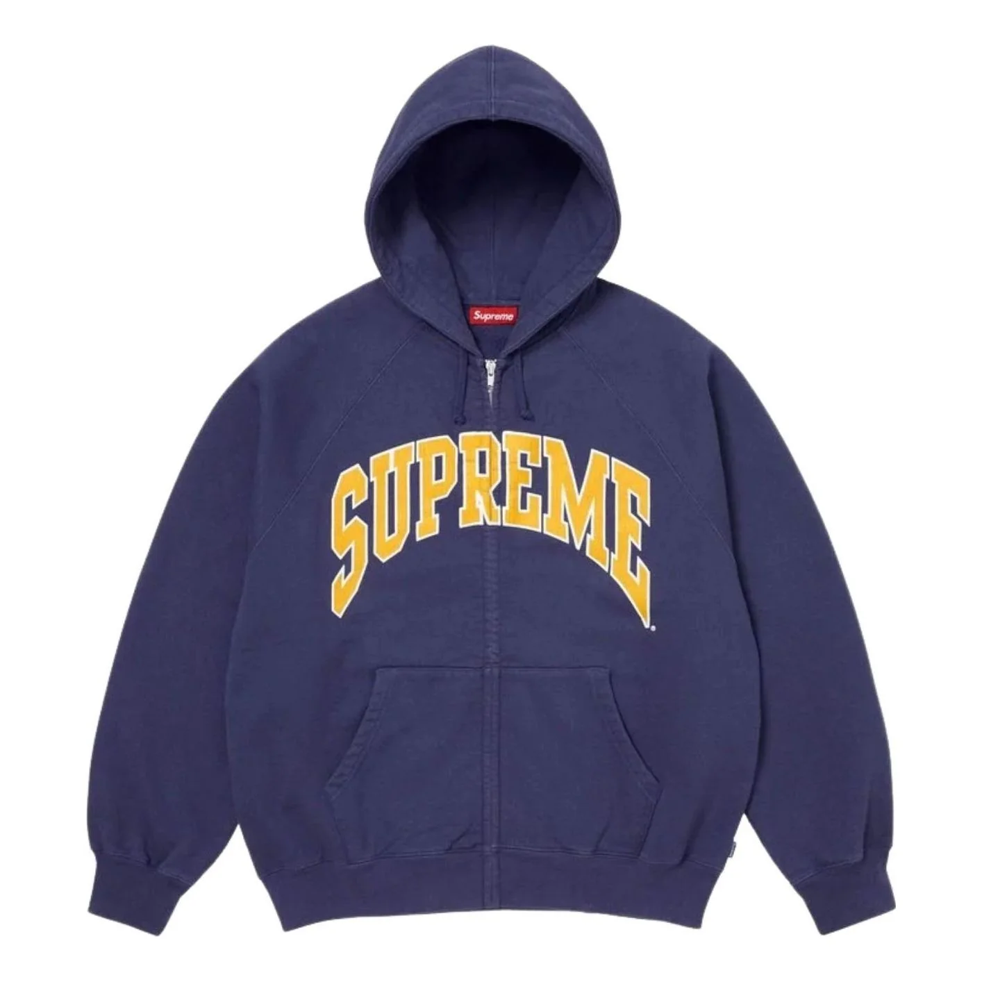 Supreme SS26 Cracked Raglan Zip Up Hooded Sweatshirt 'Washed Navy' SUP-SS26-192-NVY