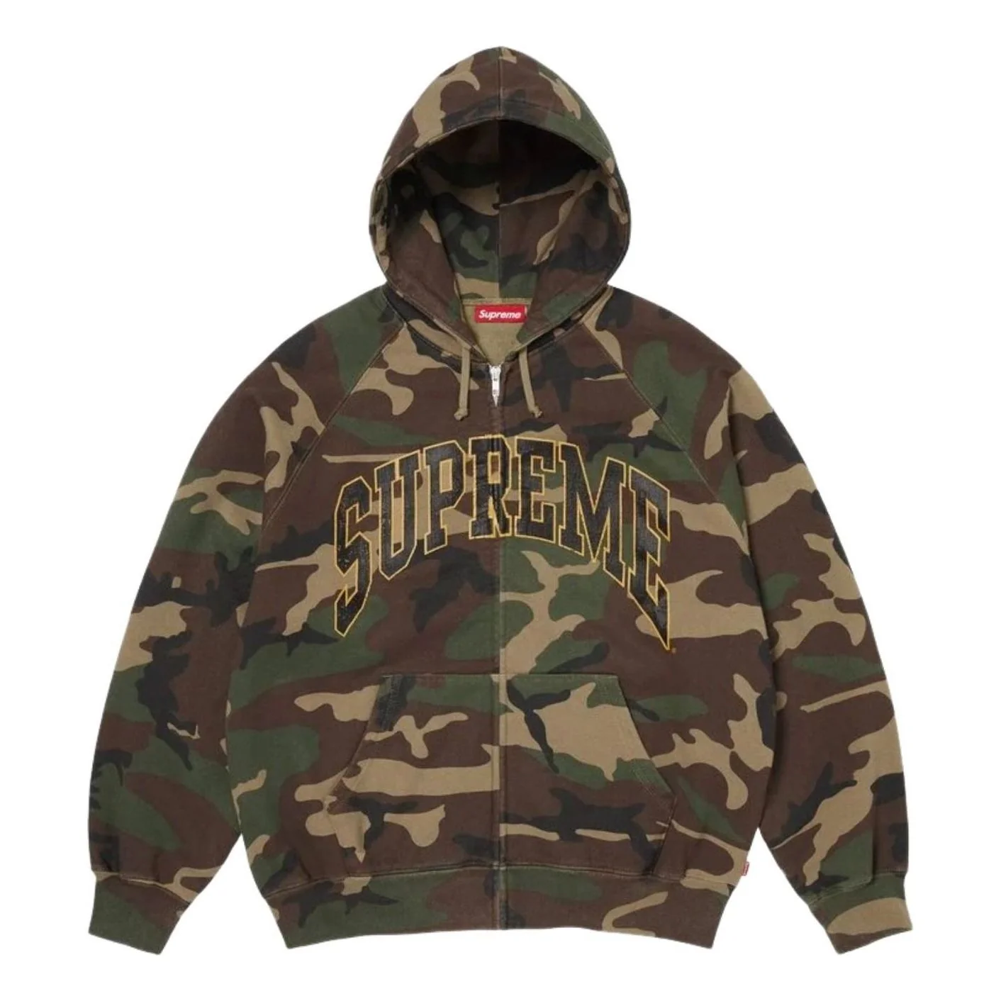 Supreme SS26 Cracked Raglan Zip Up Hooded Sweatshirt 'Woodland Camo' SUP-SS26-192-CAM
