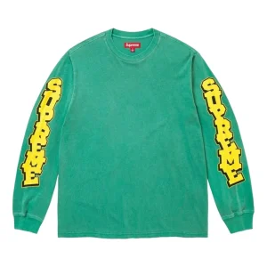 Supreme SS26 Cracked Sleeve L/S T-Shirt 'Washed Green' SUP-SS26-042-GRN