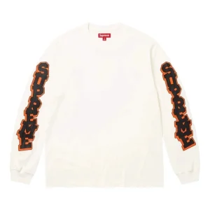 Supreme SS26 Cracked Sleeve L/S T-Shirt 'Washed White' SUP-SS26-042-WHT