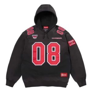 Supreme SS26 Football Jersey Hooded Sweatshirt 'Black' SUP-SS26-349-BLK