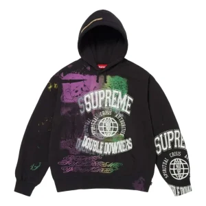 Supreme SS26 Overprint Hooded Sweatshirt 'Black' SUP-SS26-363-BLK