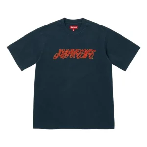 Supreme SS26 Raised Script S/S T-Shirt 'Navy' SUP-SS26-180-NVY