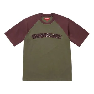 Supreme SS26 Rhinestone Raglan S/S T-Shirt 'Olive' SUP-SS26-135-GRN