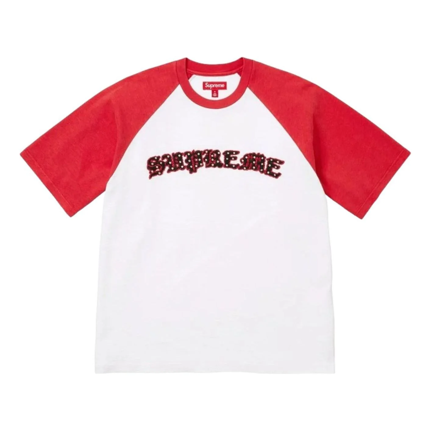 Supreme SS26 Rhinestone Raglan S/S T-Shirt 'White' SUP-SS26-135-WHT