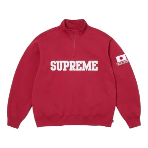 Supreme SS26 Shop Flag Half Zip Pullover 'Dark Red-Tokyo' SUP-SS26-006-DRKRED