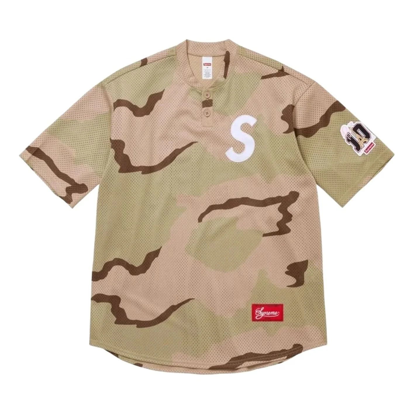 Supreme SS26 Paris Shop S Logo Baseball Henley 'Desert Camo' SUP-SS26-344-CMO