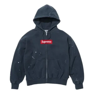 Supreme x MM6 Maison Margiela Box Logo Zip Up Hooded Sweatshirt 'Navy' SUP-SS26-100-NVY