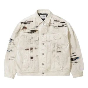 Supreme x MM6 Maison Margiela Distressed Selvedge Denim Trucker Jacket 'White' SUP-SS26-106-WHT