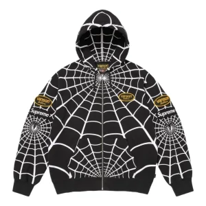 Supreme x Vanson Leathers SS26 Spider-Man Zip Up Hooded Sweatshirt 'Black' SUP-SS26-301-BLK