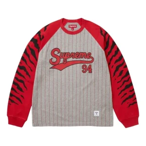 Supreme SS26 Tiger Raglan L/S T-Shirt 'Heather Grey' SUP-SS26-123-RED