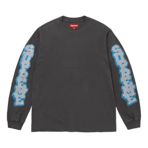 Supreme SS26 Cracked Sleeve L/S T-Shirt 'Washed Black' SUP-SS26-042-BLK