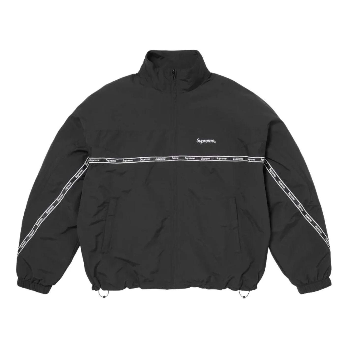 Supreme SS26 Logo Taping Track Jacket 'Black' SUP-SS26-263-BLK