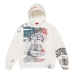 Supreme SS26 Overprint Hooded Sweatshirt 'White' SUP-SS26-363-WHT