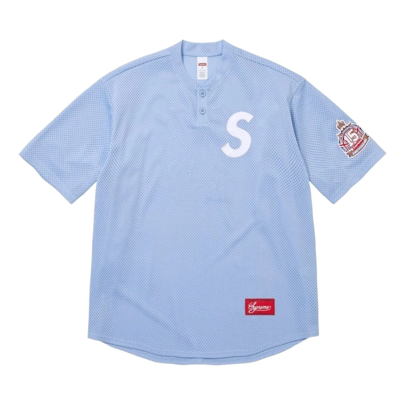 Supreme SS26 London Shop S Logo Baseball Henley 'Light Blue' SUP-SS26-344-BLU