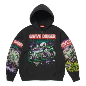 Supreme x Grave Digger SS26 Zip Up Hooded Sweatshirt 'Black' SUP-SS26-320