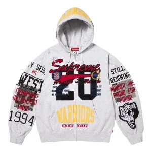 Supreme SS26 Warriors Appliqué Zip Up Hooded Sweatshirt 'Ash Gray' SUP-SS26-212-GRY