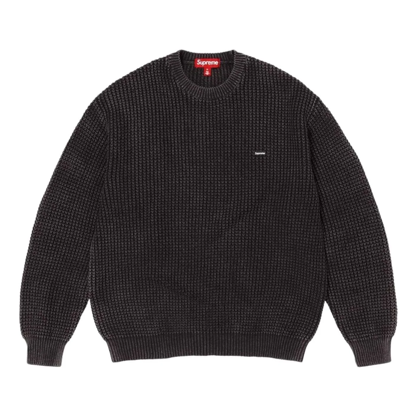 Supreme SS26 Washed Small Box Waffle Sweater 'Black' SUP-SS26-136-BLK